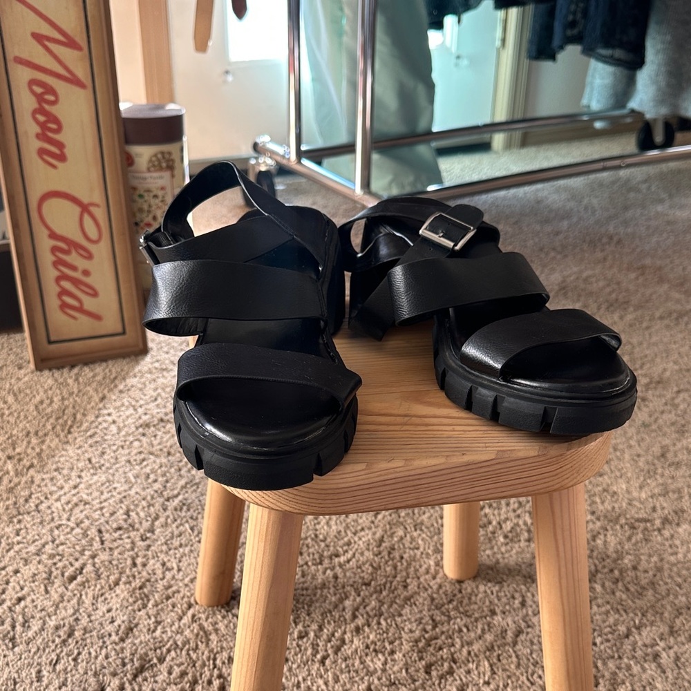 Madden Girl Black Chunky Sandals